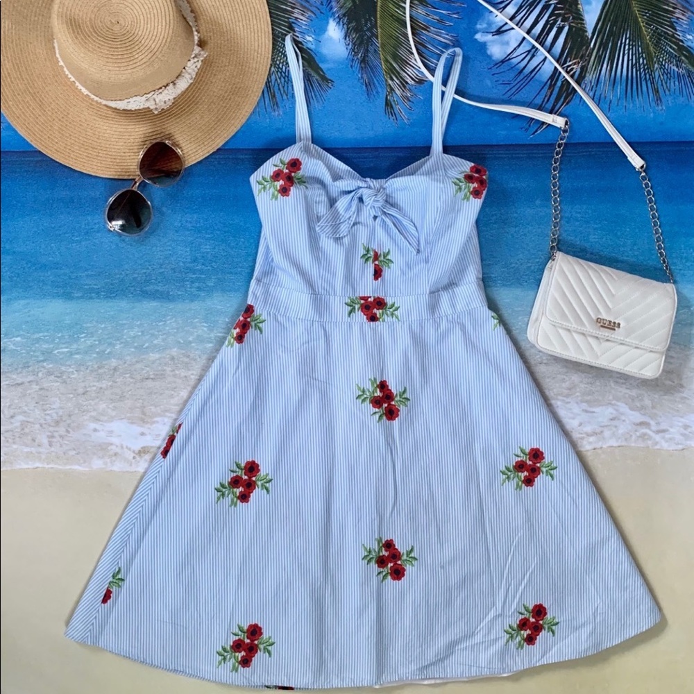 Blue Dress with roses medium in style